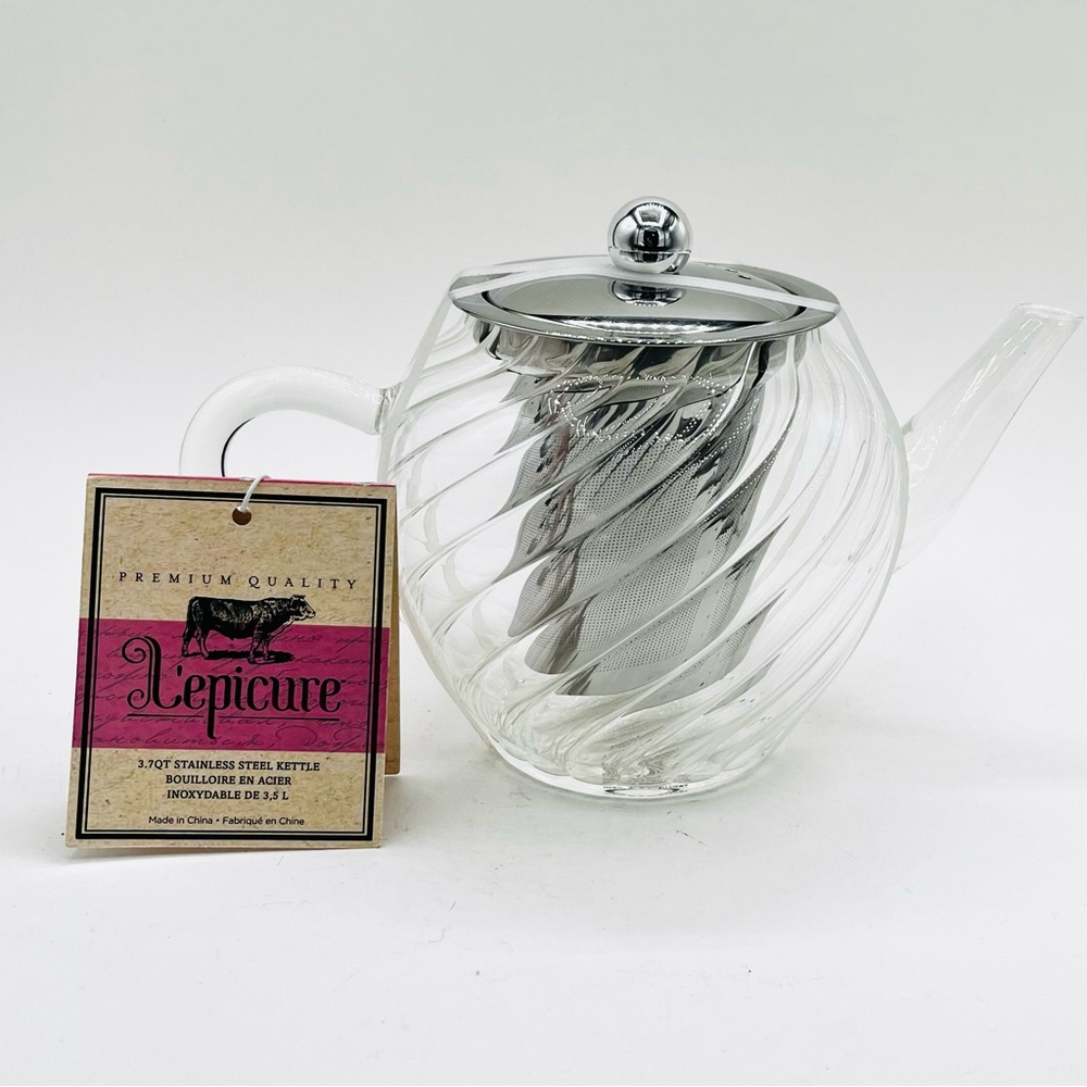 NEW LEPICURE 3.7 QT. STAINLESS STEEL KETTLE GLASS POT + INFUSER COFFEE PRESS